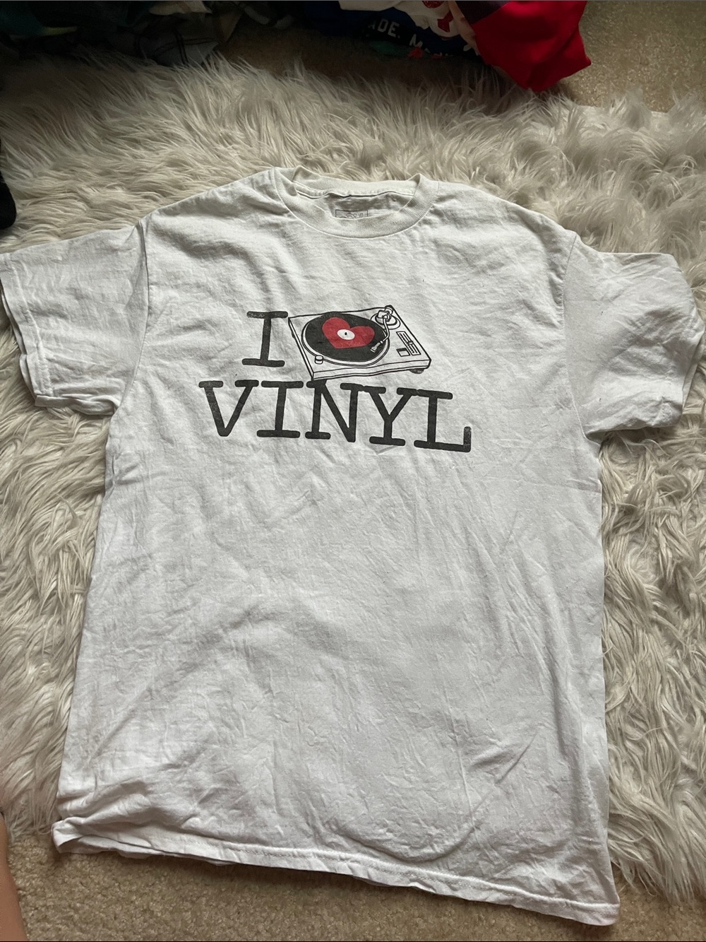 White "I Love Vinyl" Graphic Tee